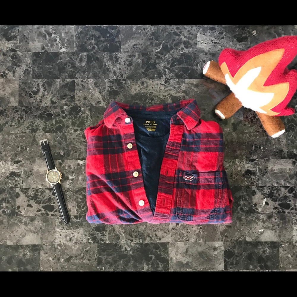 Men’s Small Plaid Hollister Button Down Shirt